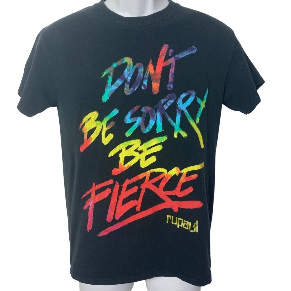 RuPaul Graphic T Shirt Adult Small Dont Be Sorry Be Fierce Black Cotton